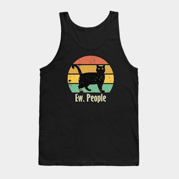 Funny Ew People Black Cat Tank Top by Etopix